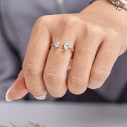 Toi Et Moi Moissanite Ring Pear And Oval Cut Open Gap Promise Ring