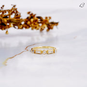 Baguette And Round Cut Half Eternity Bezel Set Stackable Wedding Band