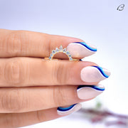 Round Marquise And Pear Cut Moissanite Matching Curved Wedding Band