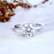 Round Cut Classic Solitaire Colorless Moissanite Diamond Anniversary Gift Ring