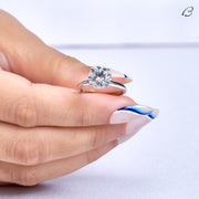 Round Cut Classic Solitaire Colorless Moissanite Diamond Anniversary Gift Ring