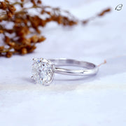 Round Cut Classic Solitaire Colorless Moissanite Diamond Anniversary Gift Ring