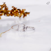 Emerald Cut Lab Grown Diamond Three Stone Anniversary Gift Ring