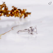 Emerald Cut Lab Grown Diamond Three Stone Anniversary Gift Ring