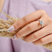 Cushion Cut IGI Certified F/VVS2 Lab Grown Diamond Solitaire With Accent Wedding Ring