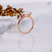 East To West Marquise Cut Moissanite Diamond Solitaire Engagement Ring