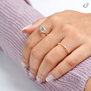 East To West Marquise Cut Moissanite Diamond Solitaire Engagement Ring