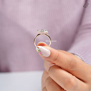 East To West Marquise Cut Moissanite Diamond Solitaire Engagement Ring