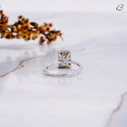 Emerald Cut Smoky Quartz Brown Color Moissanite Solitaire Engagement Ring