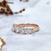 Round Cut Five Stone Moissanite Solid Gold Wedding Band