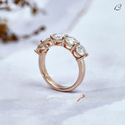 Round Cut Five Stone Moissanite Solid Gold Wedding Band
