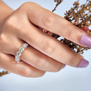 Round Cut Five Stone Moissanite Solid Gold Wedding Band