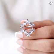 Round Cut Moissanite Guard Enhance Wrap Ring For Wedding Ring