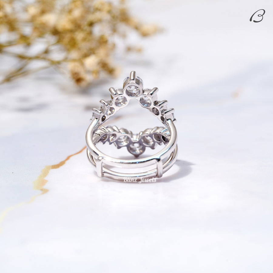 Round Cut Moissanite Guard Enhance Wrap Ring For Wedding Ring