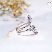 Round Cut Moissanite Guard Enhance Wrap Ring For Wedding Ring