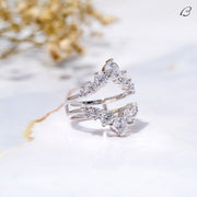 Round Cut Moissanite Guard Enhance Wrap Ring For Wedding Ring