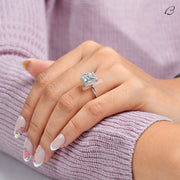 IGI certified Cushion Cut Lab Grown Diamond Solitaire Halo Wedding Bridal Ring