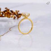 Emerald Cut Lab Grown Diamond Hidden Halo Anniversary Gift Ring