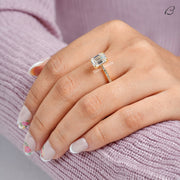 Emerald Cut Lab Grown Diamond Hidden Halo Anniversary Gift Ring
