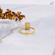 Emerald Cut Lab Grown Diamond Hidden Halo Anniversary Gift Ring