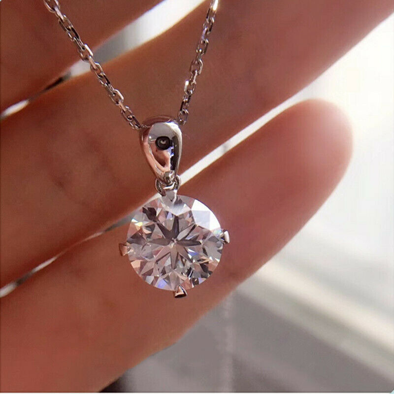 Round Cut Moissanite Classic Style Diamond Pendant